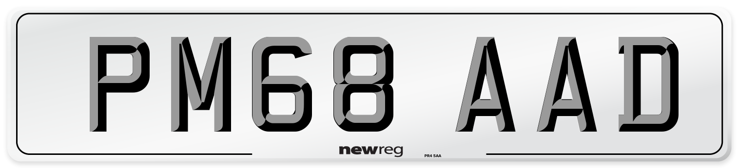 PM68 AAD Number Plate from New Reg
